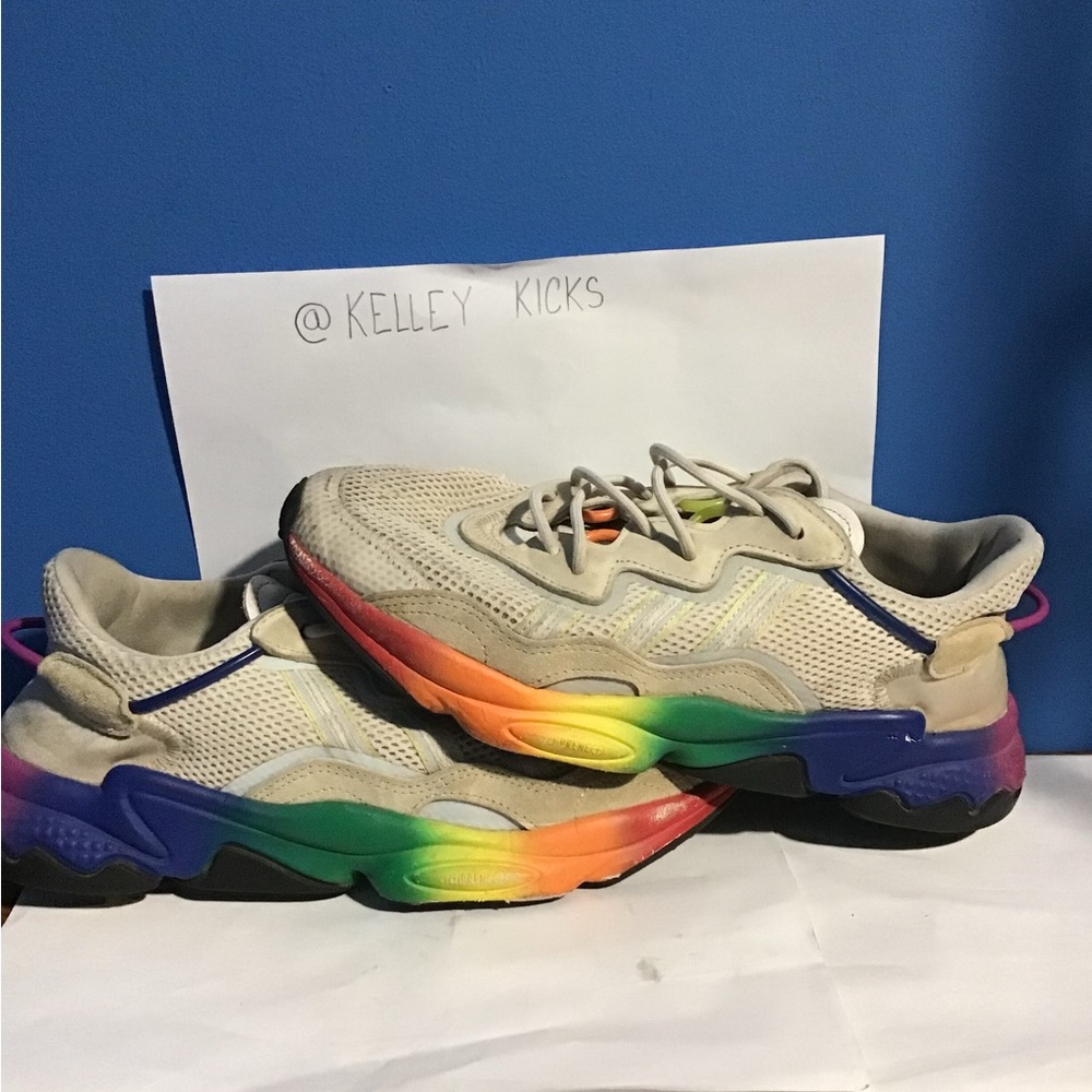 Adidas ozweego rainbow shoes used size 8.5 mens